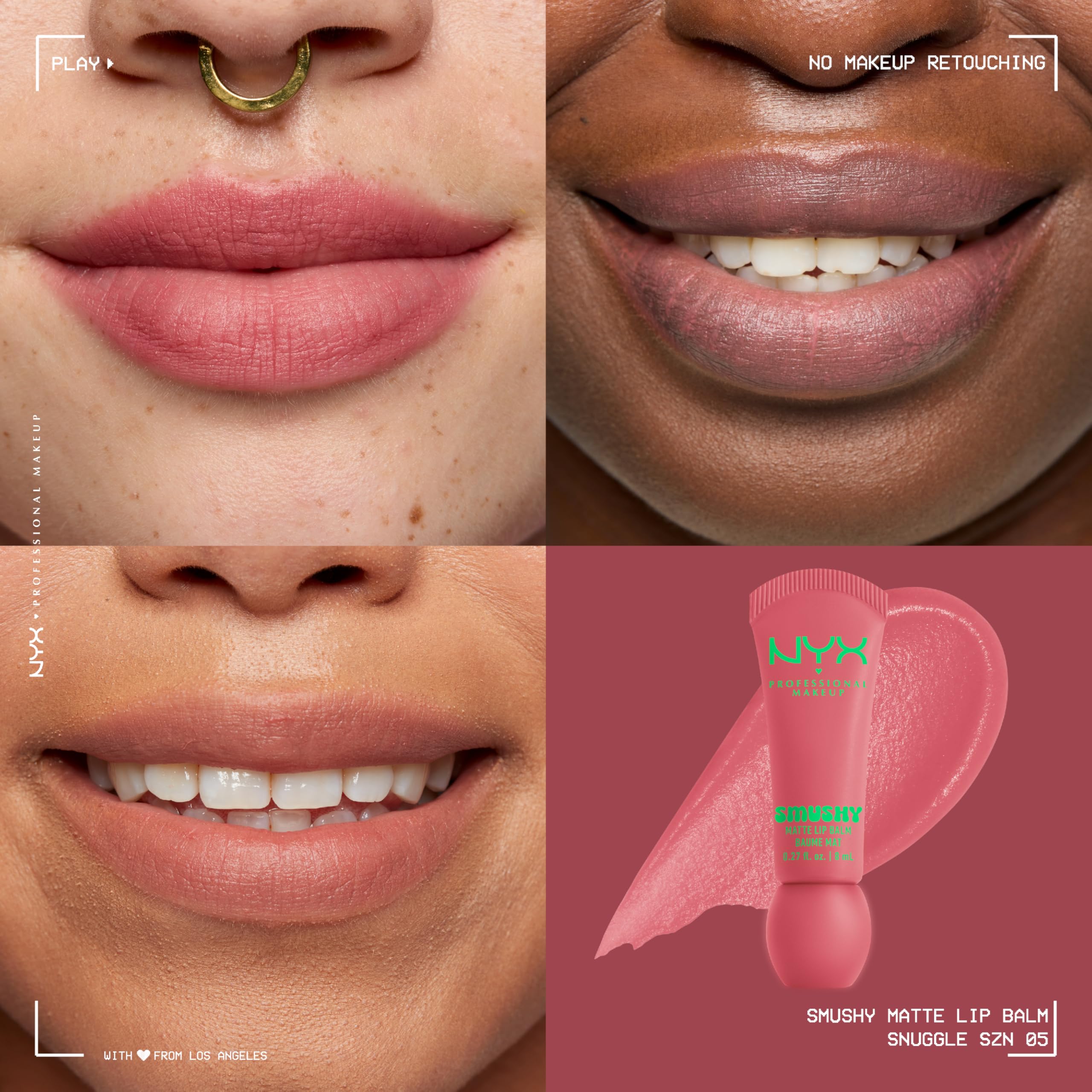 Textura cremosa de NYX Smushy Matte Lip Balm ofrece acabado suave y cómodo.