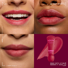 NYX Smushy Matte Lip Balm con tono nude para color suave y natural.