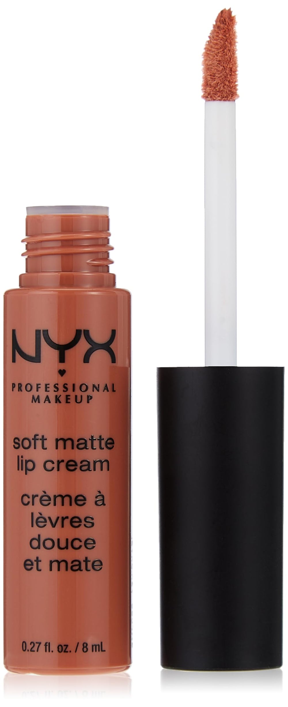 NYX Soft Matte Lip Cream on lips with creamy matte coverage and comfort.