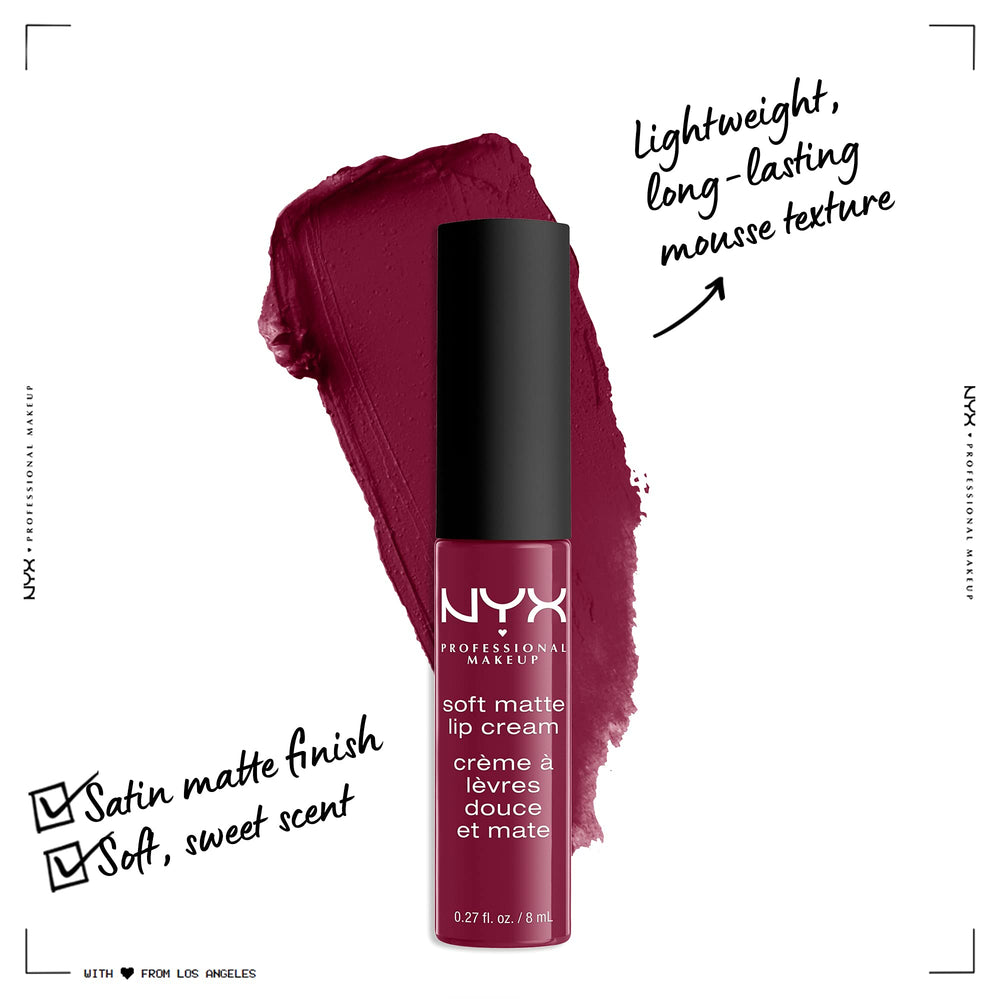 NYX Soft Matte Lip Cream Copenhagen lip-application demonstrates easy center lip blend.