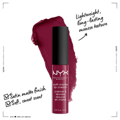 NYX Soft Matte Lip Cream Copenhagen lip-application demonstrates easy center lip blend.