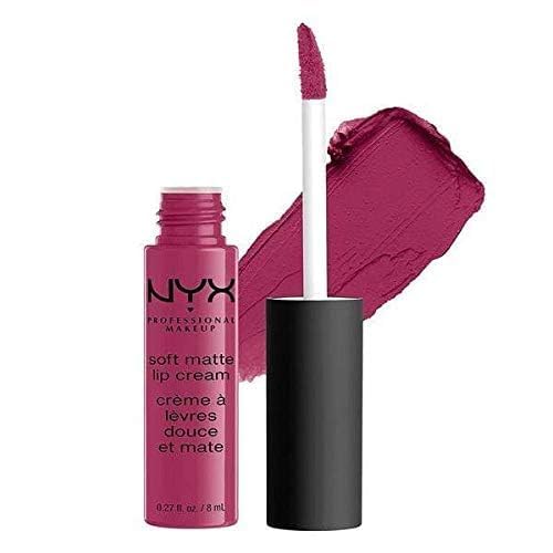 Shade collection swatches from NYX Soft Matte Lip Cream range.
