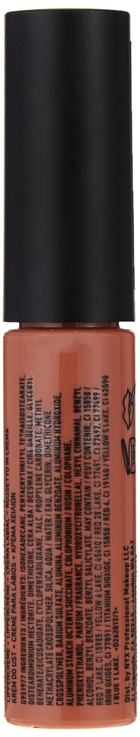 Close-up of NYX Soft Matte Lip Cream tube and applicator for precise use.