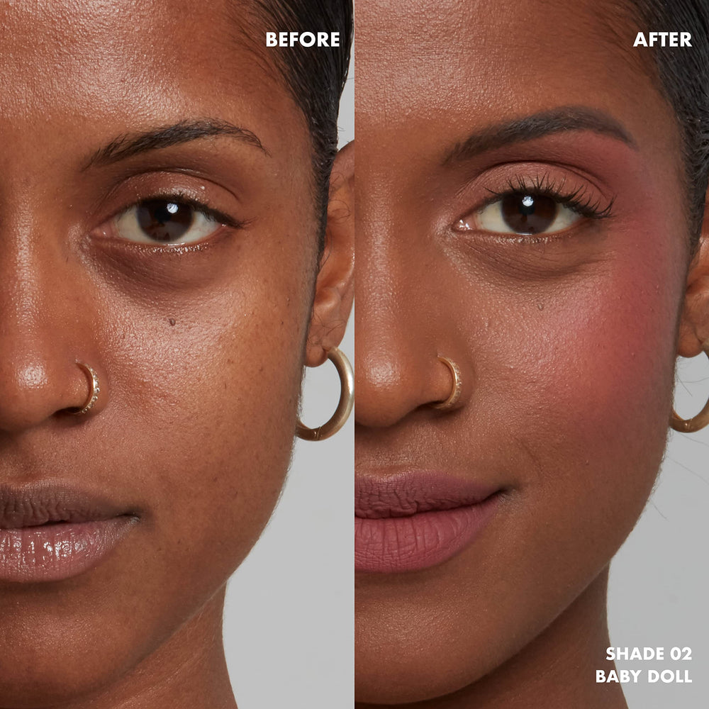 Cruelty-free NYX badge beside Sweet Cheeks packaging