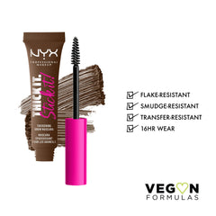 NYX Thick It Stick It gel para cejas Brunette: fibras vegetales que aumentan la densidad capa a capa