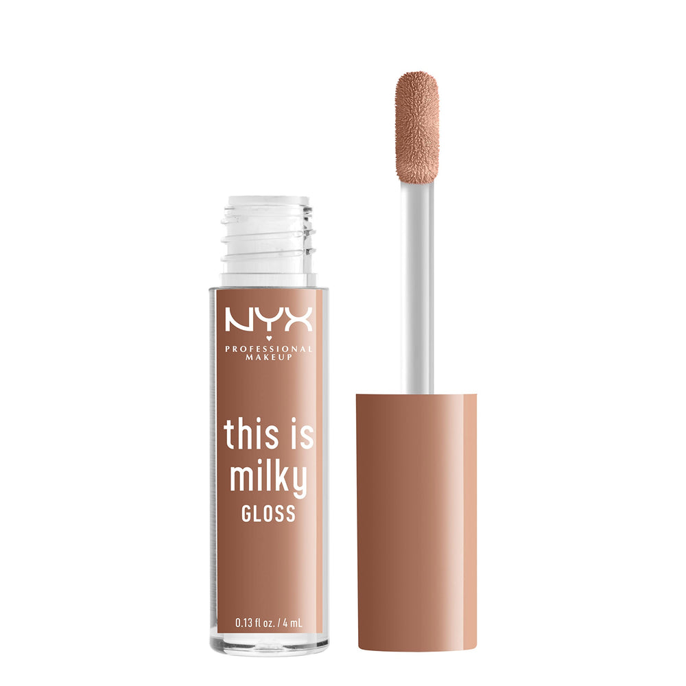 NYX This Is Milky Gloss scent note of vanilla milkshake adds a soft aroma.