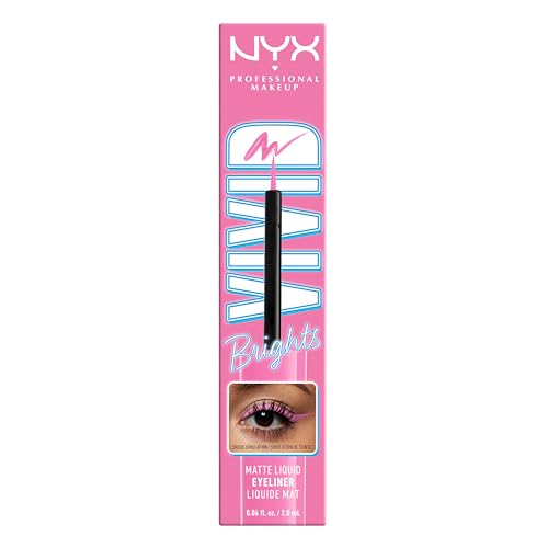 Delineador NYX Vivid Brights, ideal para delineados gráficos y definición precisa.