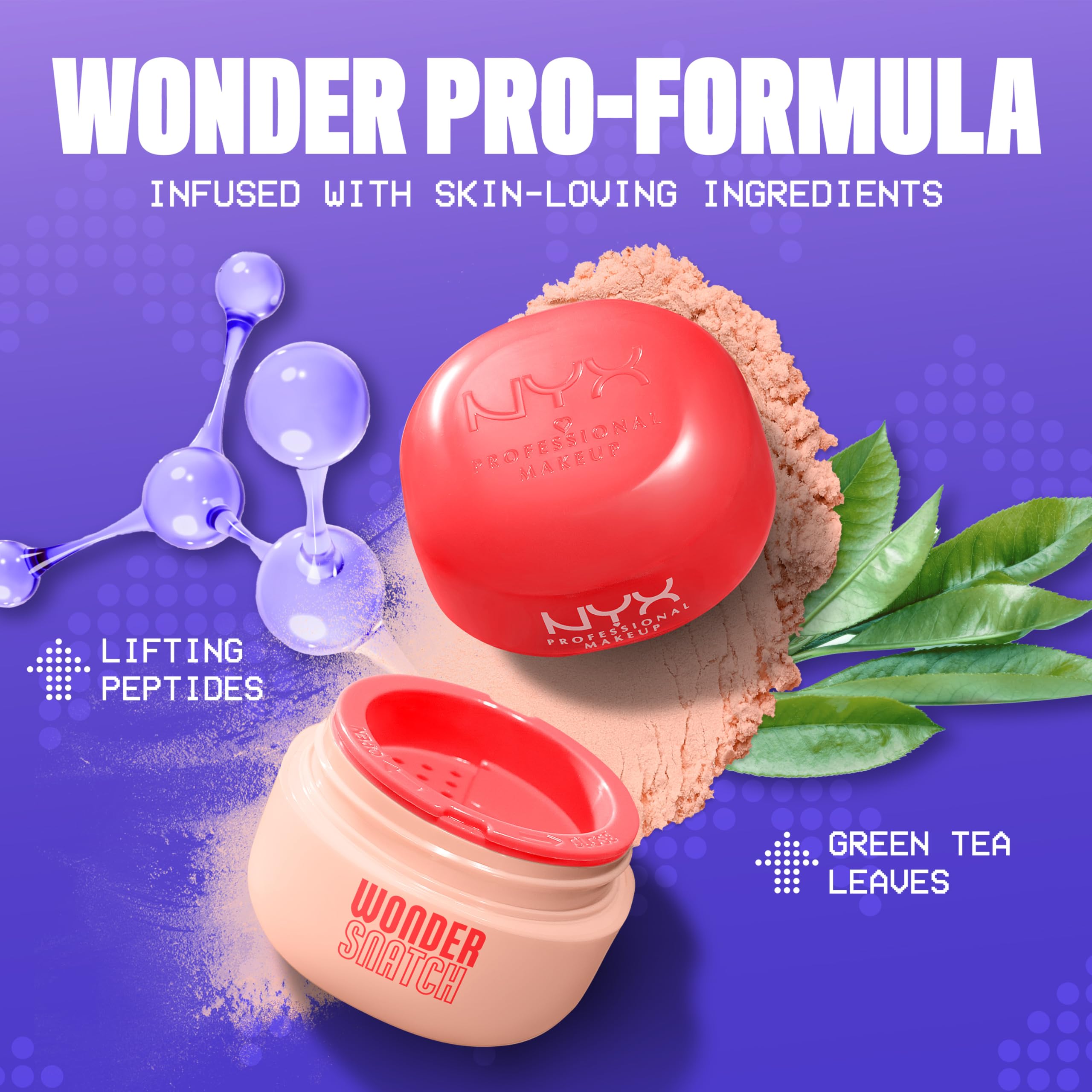 NYX Wonder Snatch Polvo iluminador Apricot Attitude realza rasgos con brillo sutil.