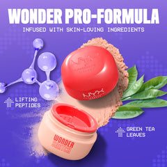 NYX Wonder Snatch Polvo iluminador Apricot Attitude realza rasgos con brillo sutil.