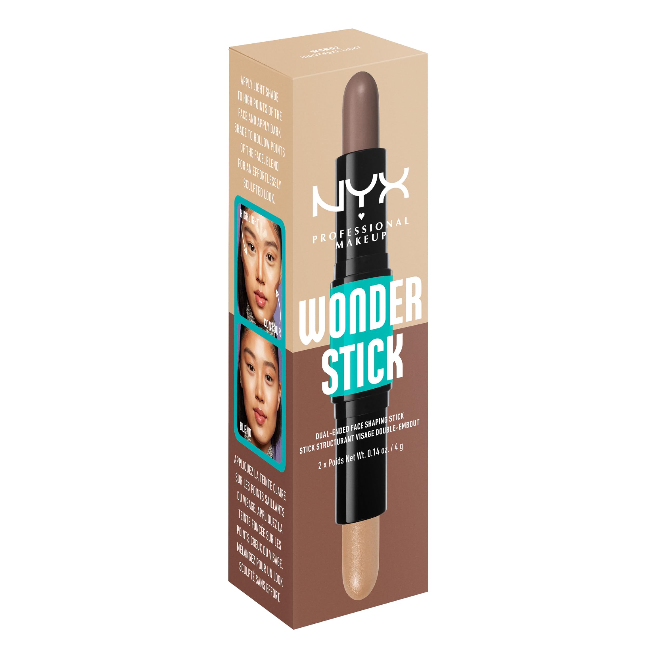 NYX Wonder Stick acabado suave para un look natural y pulido.