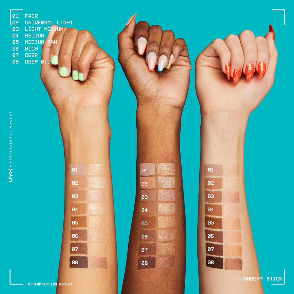 NYX Wonder Stick aplicación precisa para realzar rasgos sin esfuerzo.