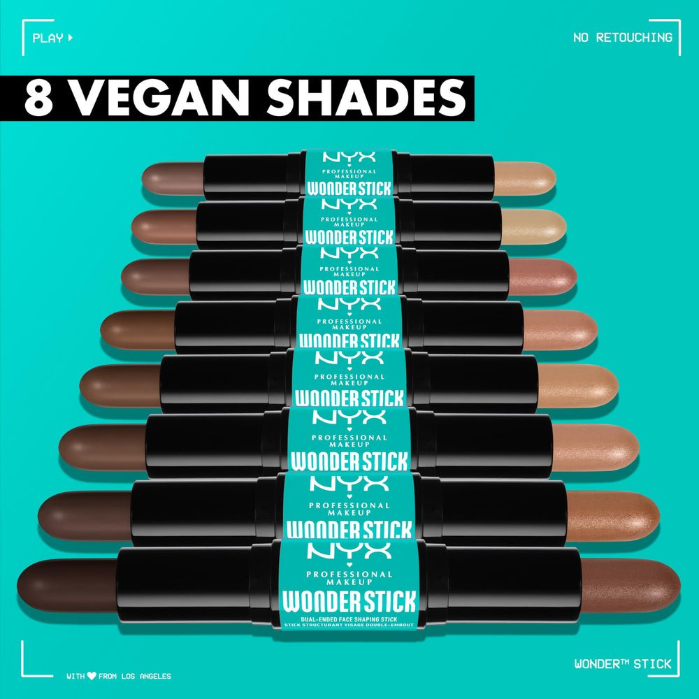 NYX Wonder Stick brinda brillo instantáneo para puntos altos visibles.