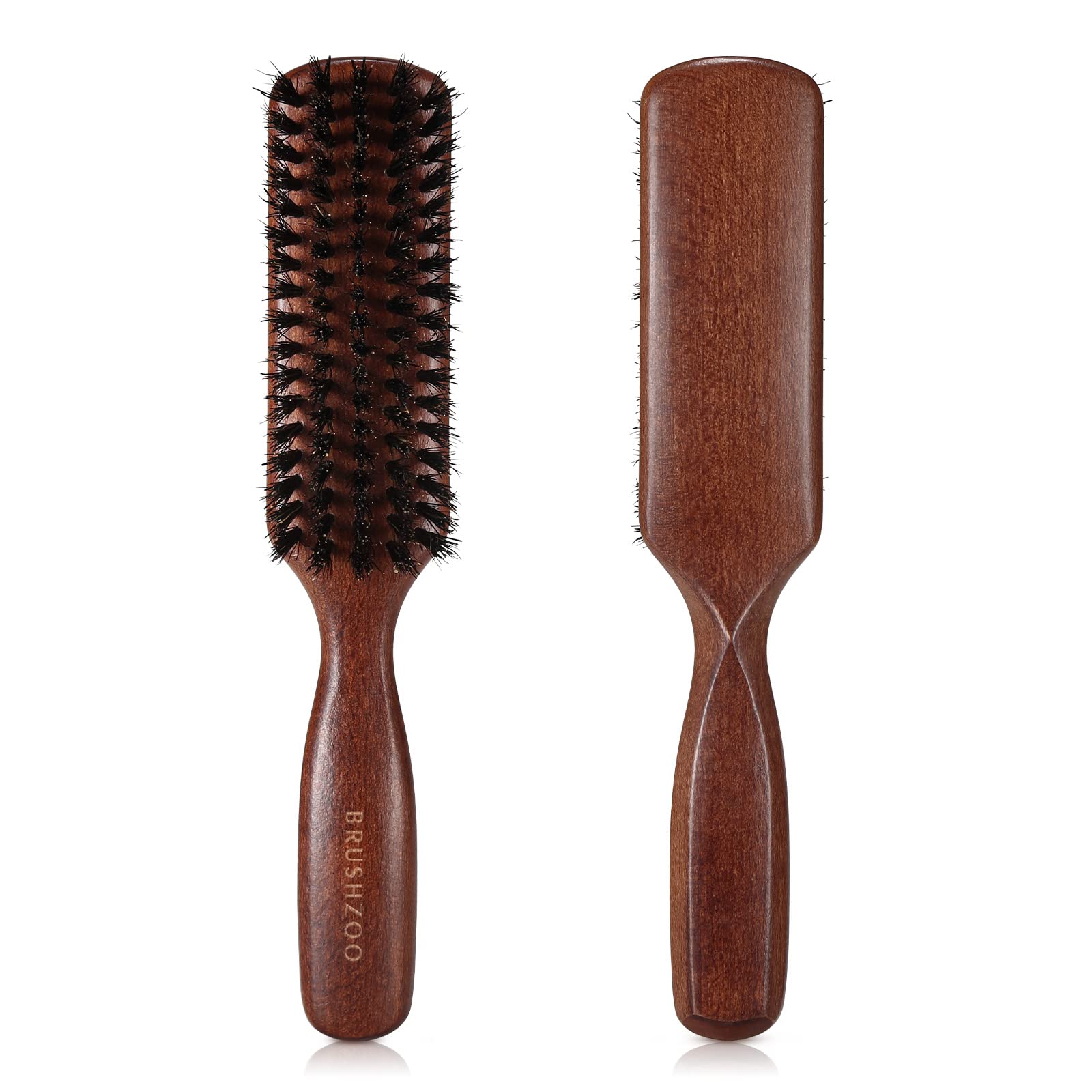 O BRUSHZOO hair brush boar bristles for detangling and shine.