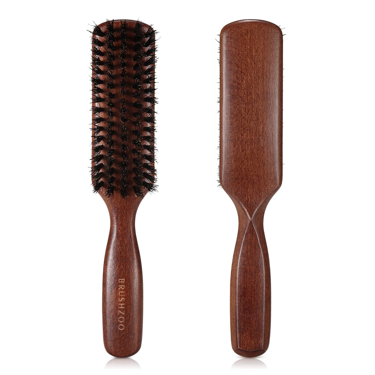 O BRUSHZOO hair brush boar bristles for detangling and shine.