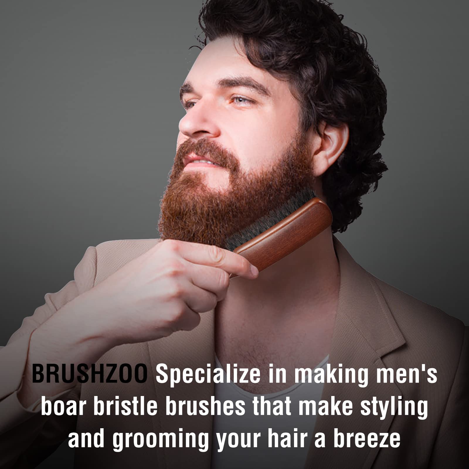 O BRUSHZOO brush crafted with natural beech wood and bristles.