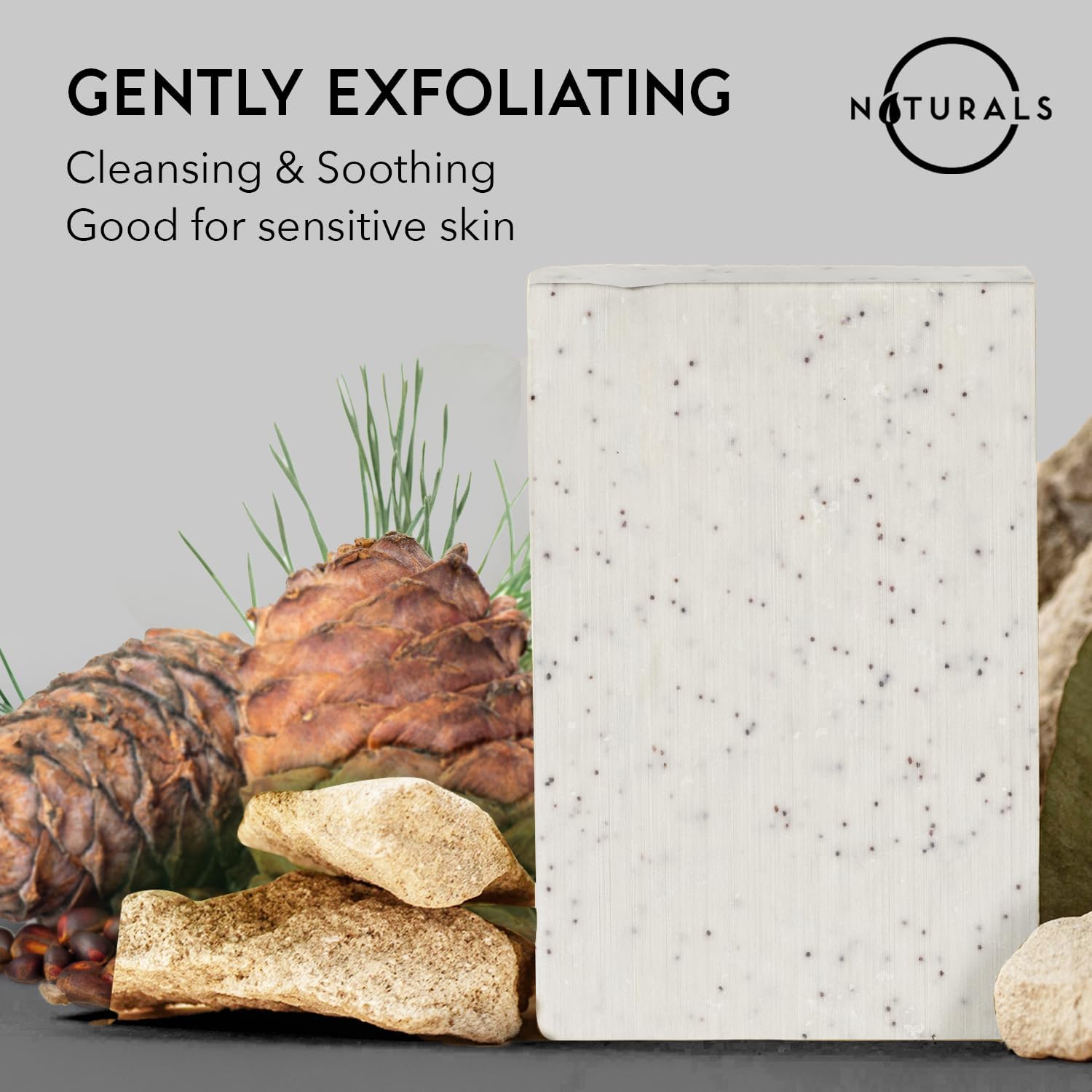O NATURALS barra exfoliante cedro para cabello, exfolia suavemente y nutre el cuero cabelludo