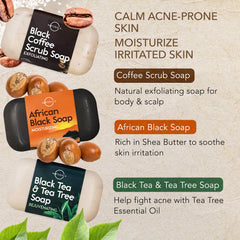 Jabón café exfoliante de O NATURALS revela una piel suave.