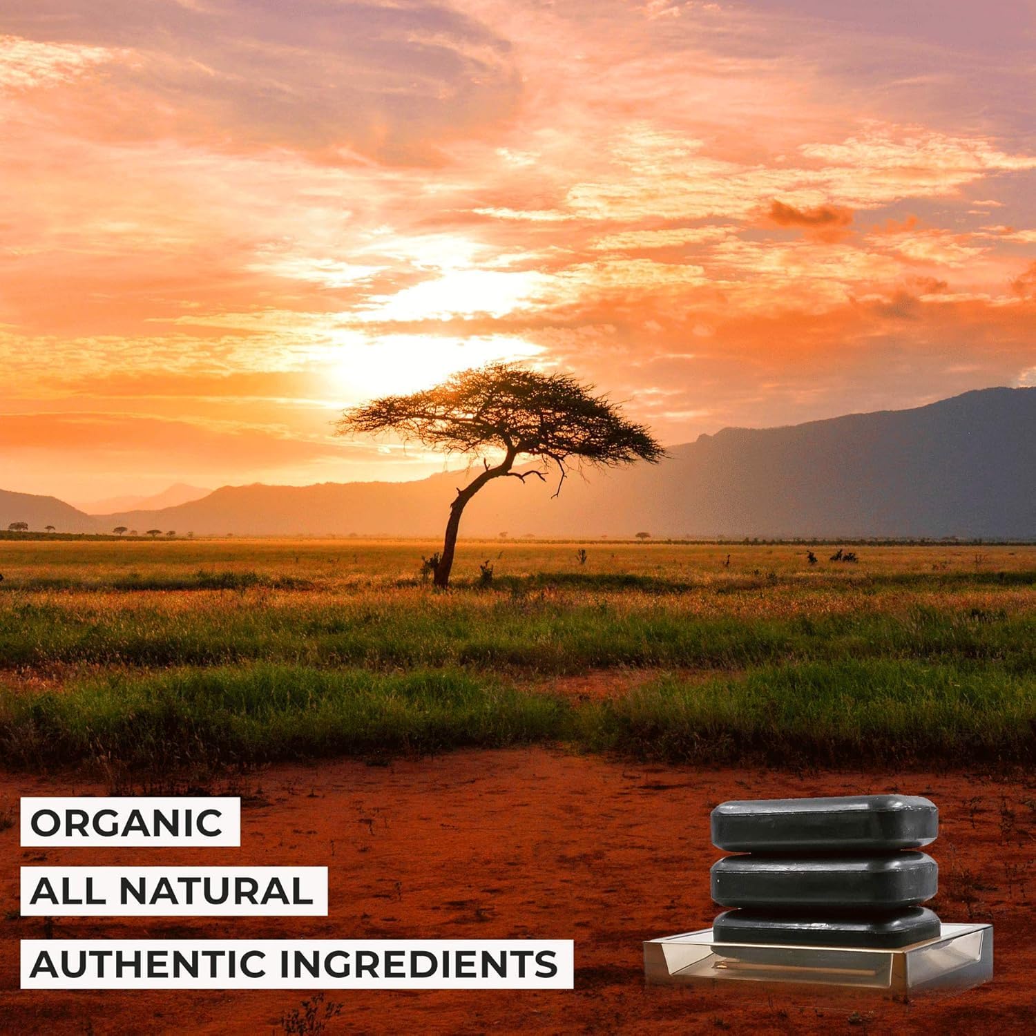 O NATURALS textura cremosa de jabón negro africano para uso diario.