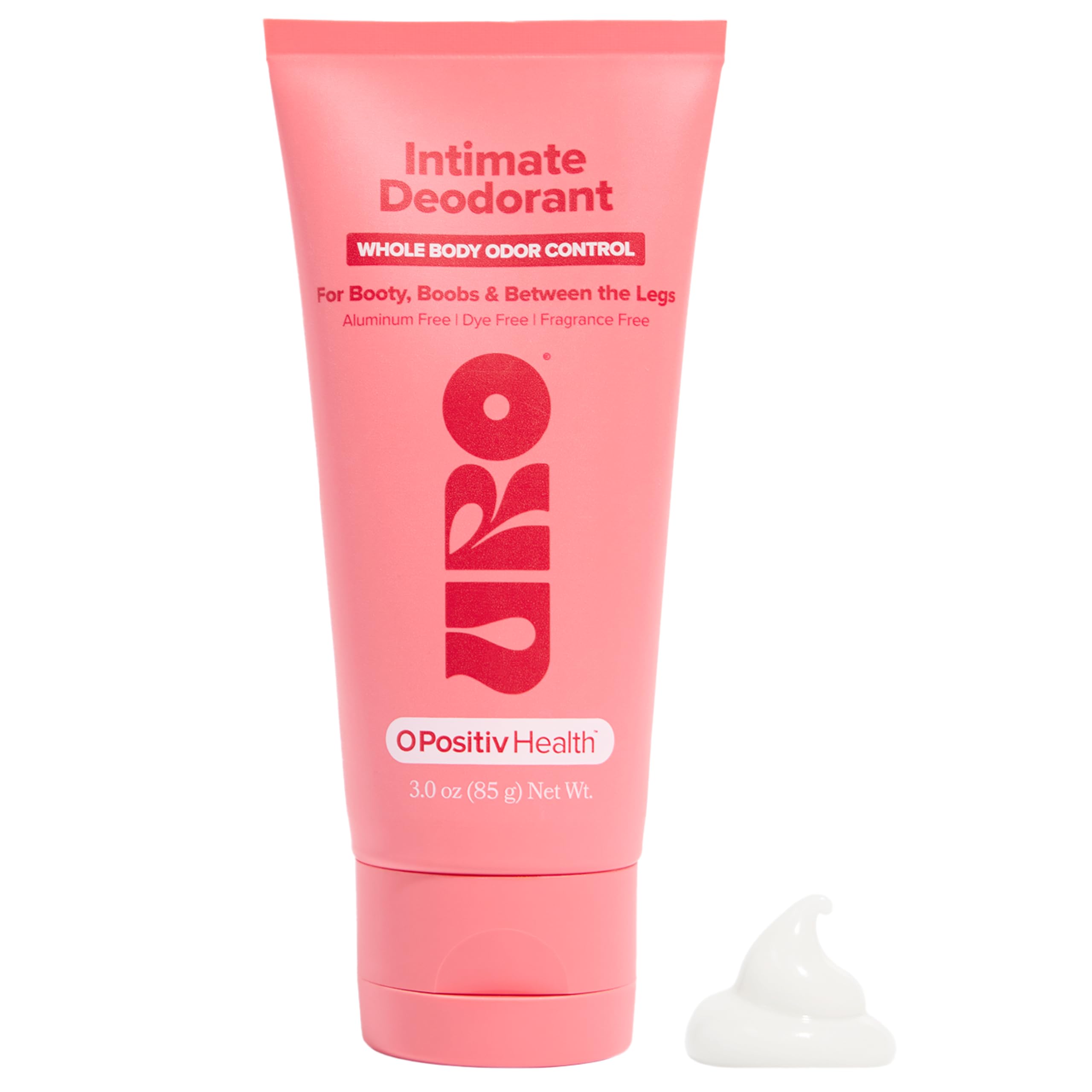 O Positiv URO crema desodorante íntima para cuidado suave y olor duradero.