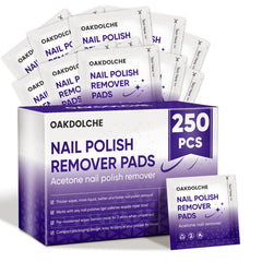 Oakdolche almohadillas quitaesmalte acetona, pack 250, para uso en casa o salón.