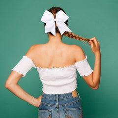 OAOLEER 16-piece pack of bright cheer bows for matching outfits.