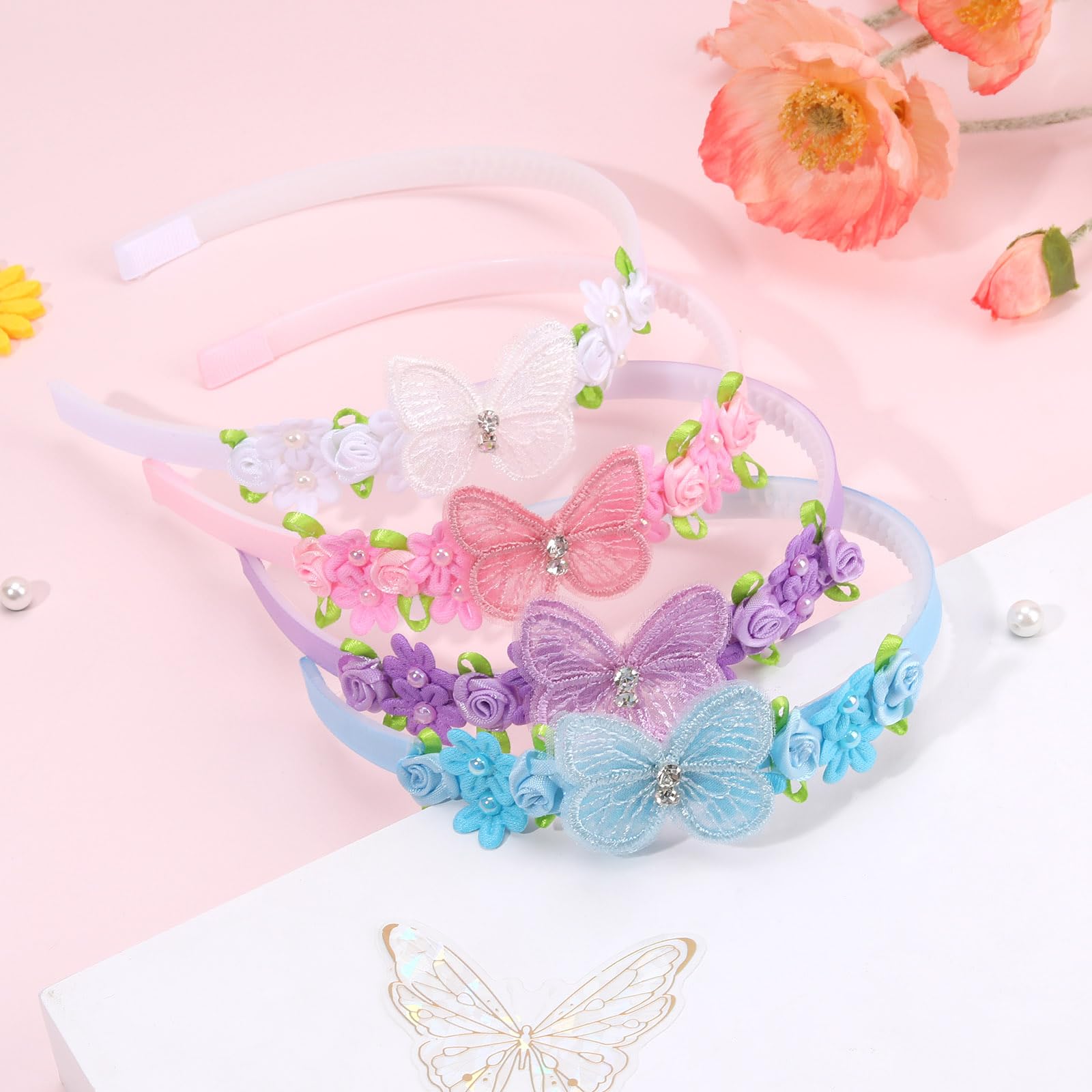Diadema OAOLEER flor tejida morada para conjuntos festivos.