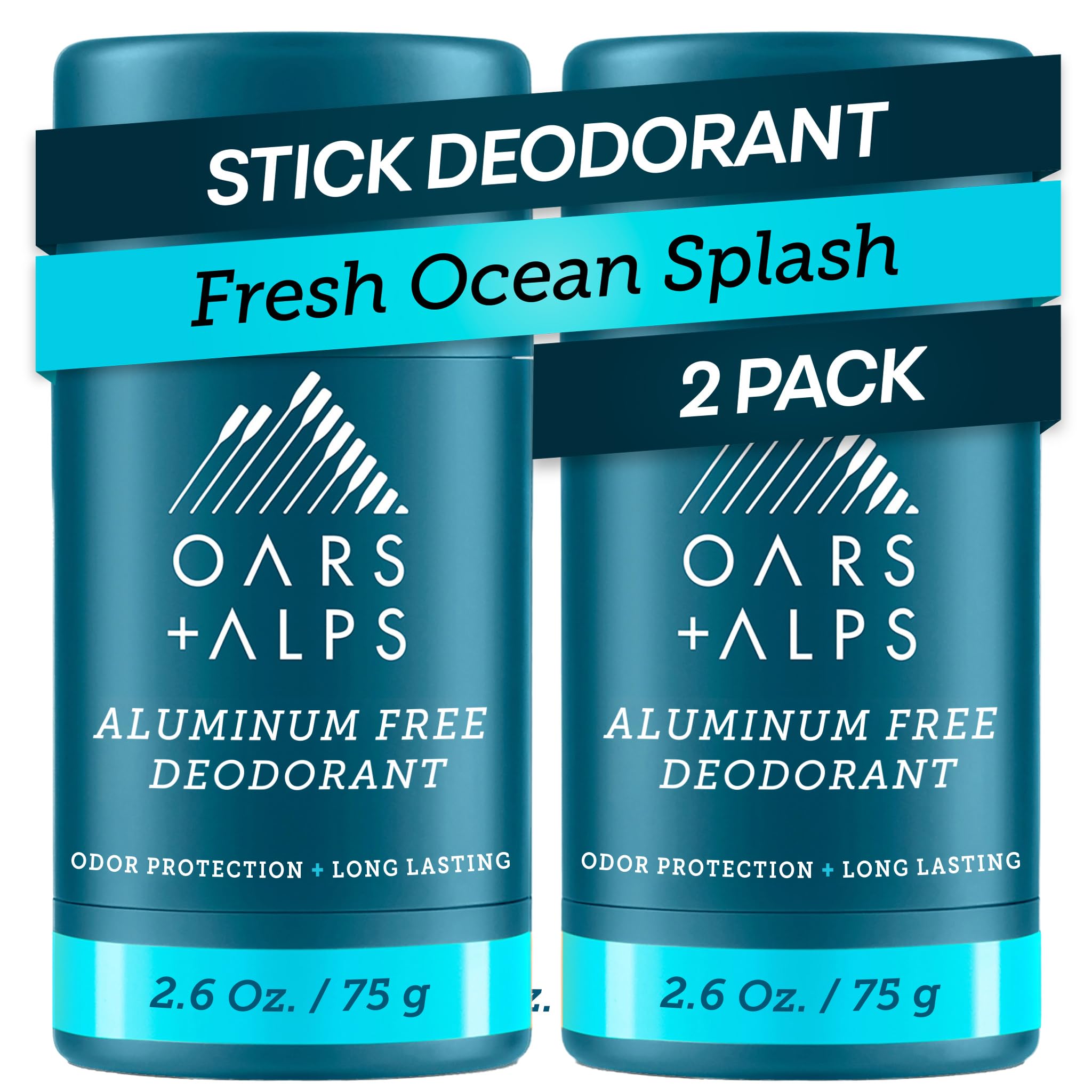 Oars + Alps aluminum-free deodorant bottle Ocean Splash delivers all-day freshness.