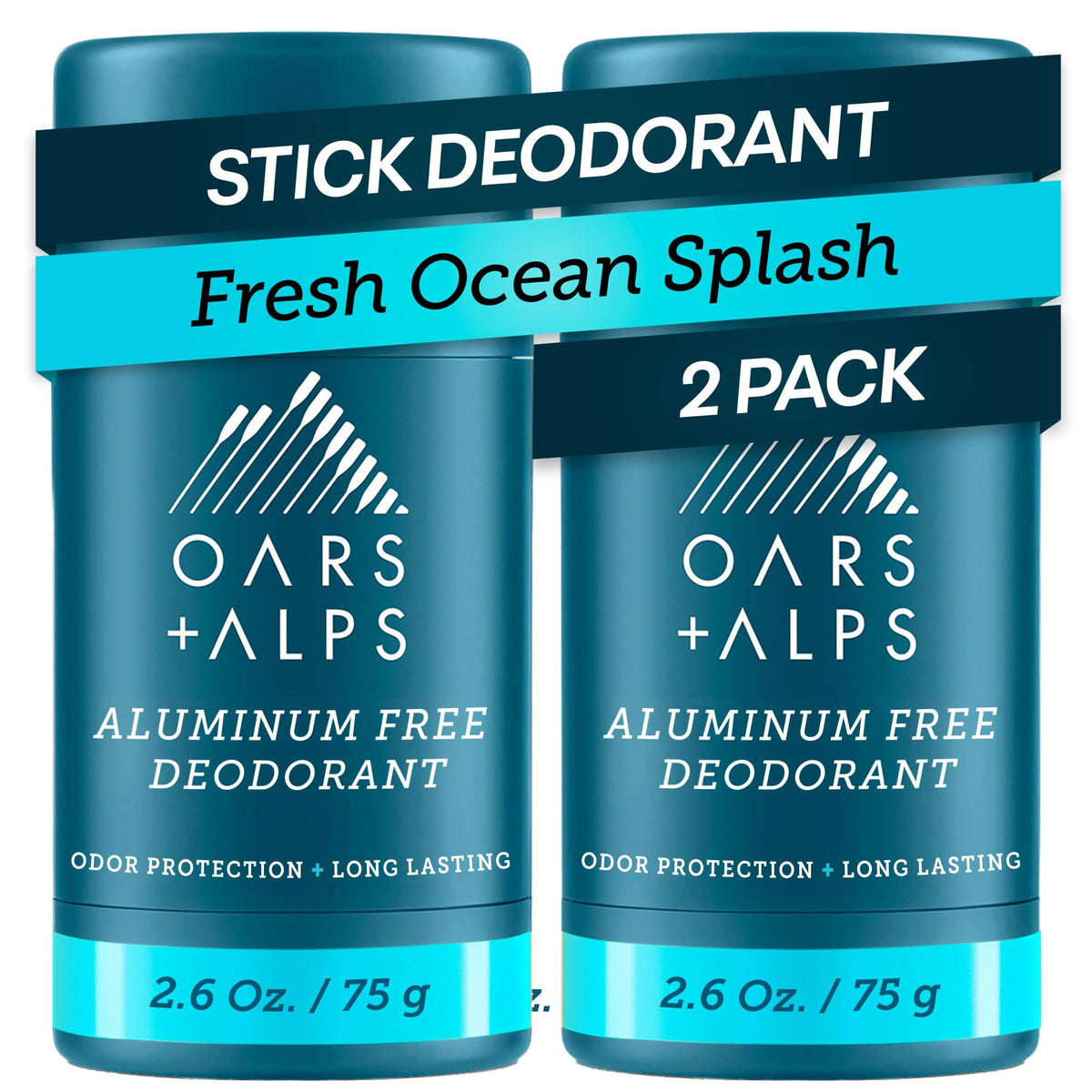 Oars + Alps aluminum-free deodorant bottle Ocean Splash delivers all-day freshness.