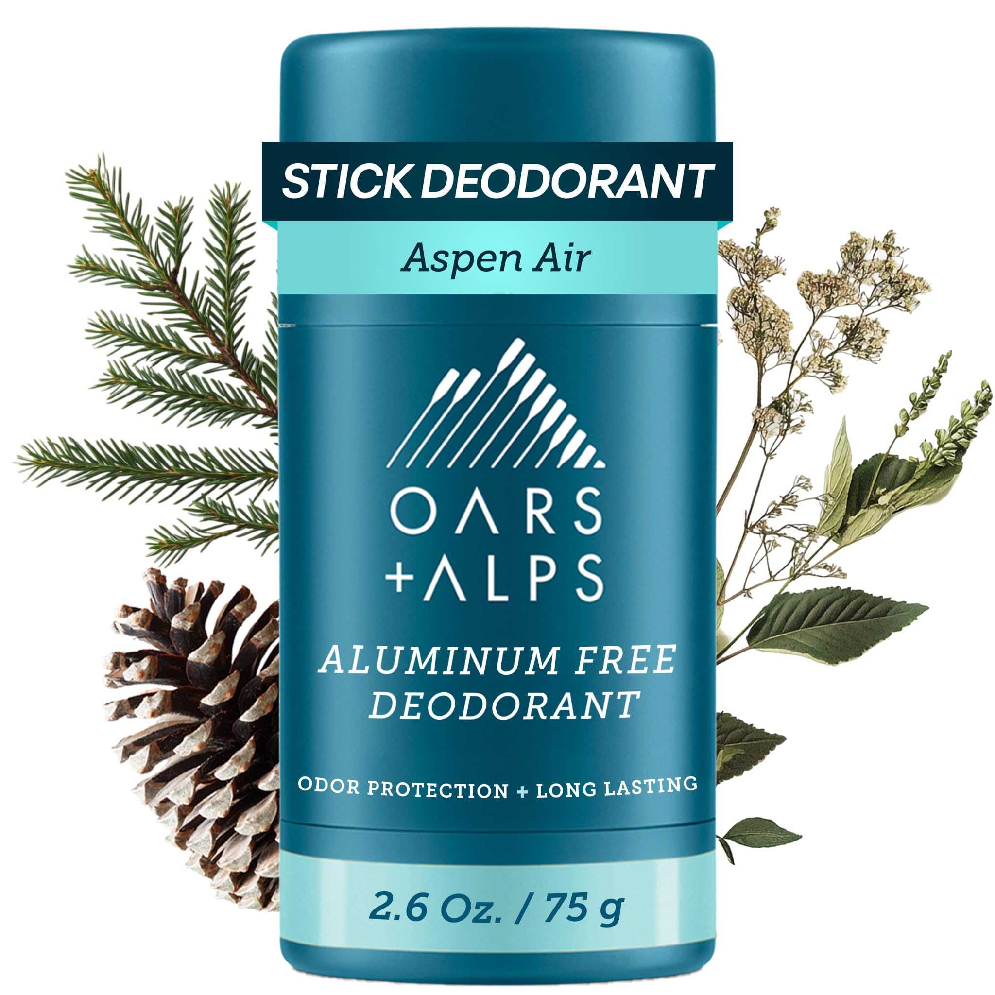 Oars + Alps desodorante sin aluminio, bote frente; protección duradera