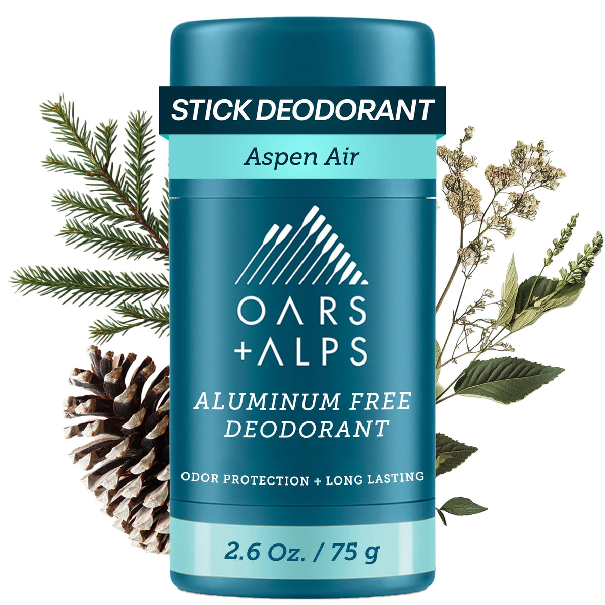 Oars + Alps desodorante sin aluminio, bote frente; protección duradera