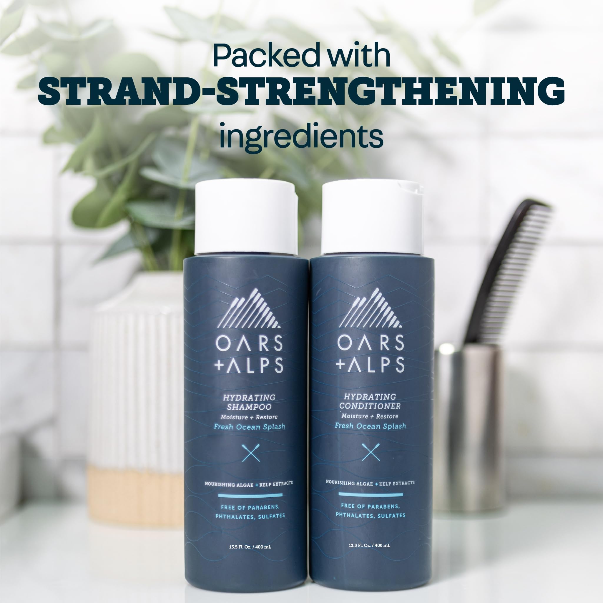 Oars + Alps kelp-algae extract label detail highlighting nourishing ingredients.