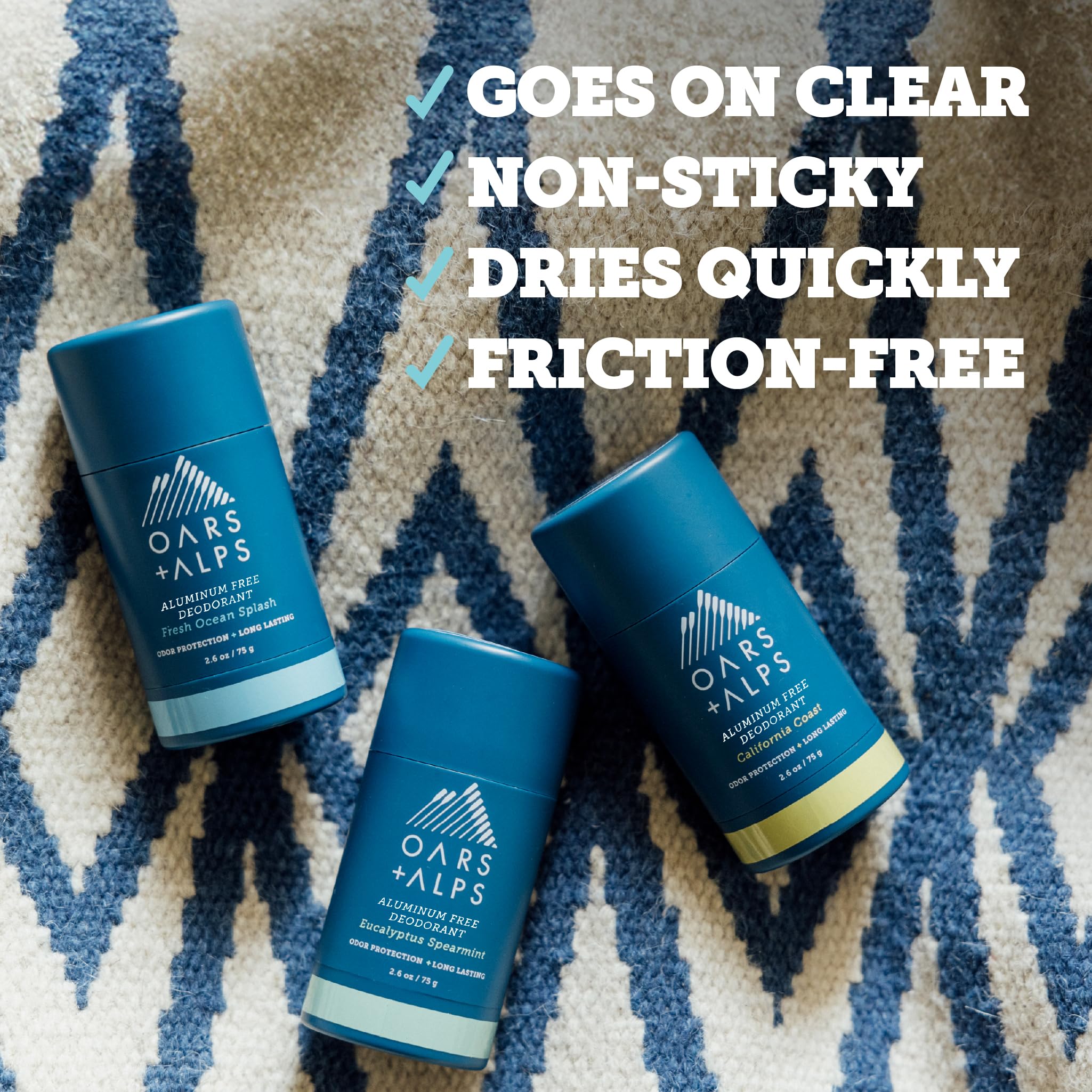 Oars + Alps quick-dry formula helps prevent white marks on shirts.