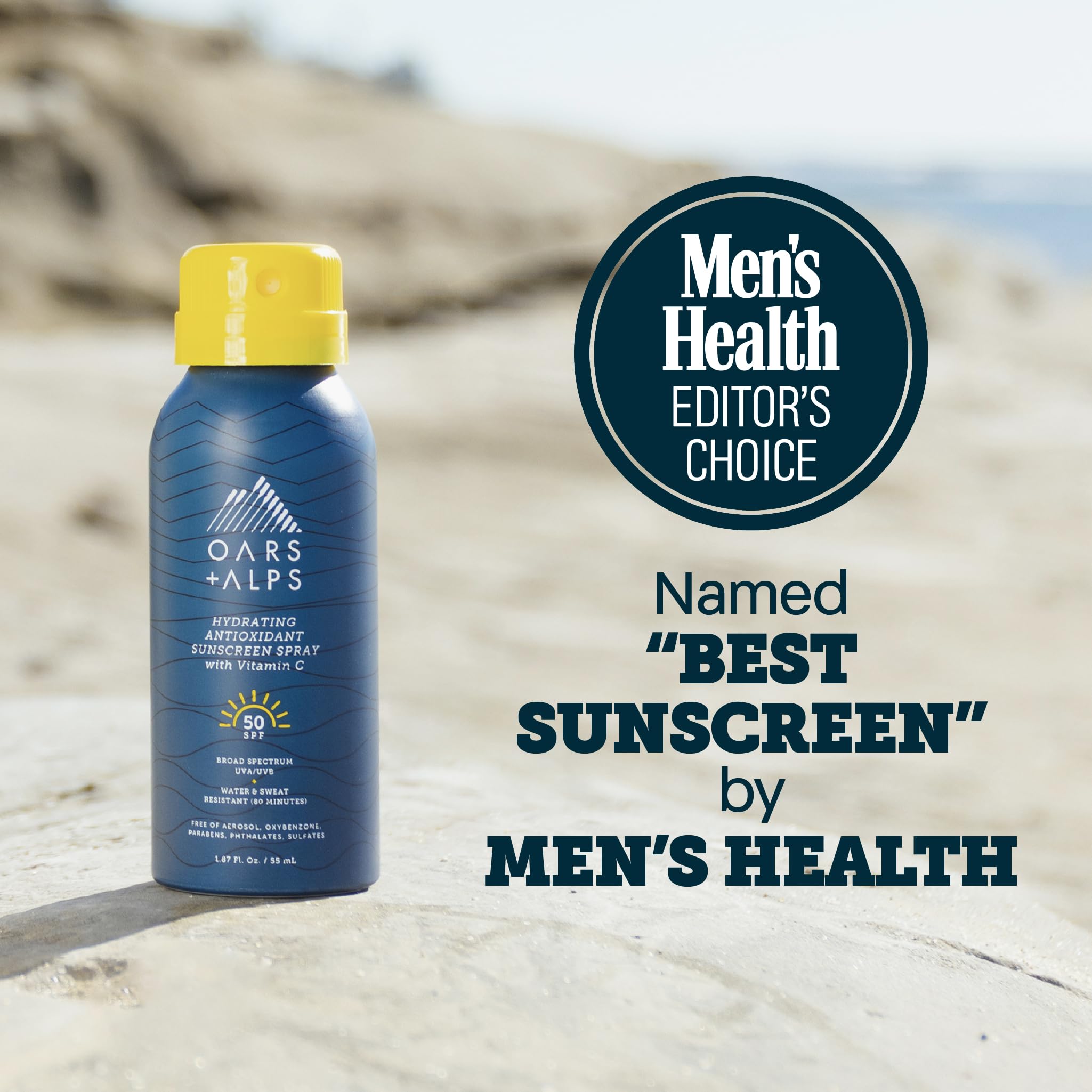 Oars + Alps sunscreen spray on wet skin for durable protection.