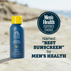 Oars + Alps sunscreen spray on wet skin for durable protection.