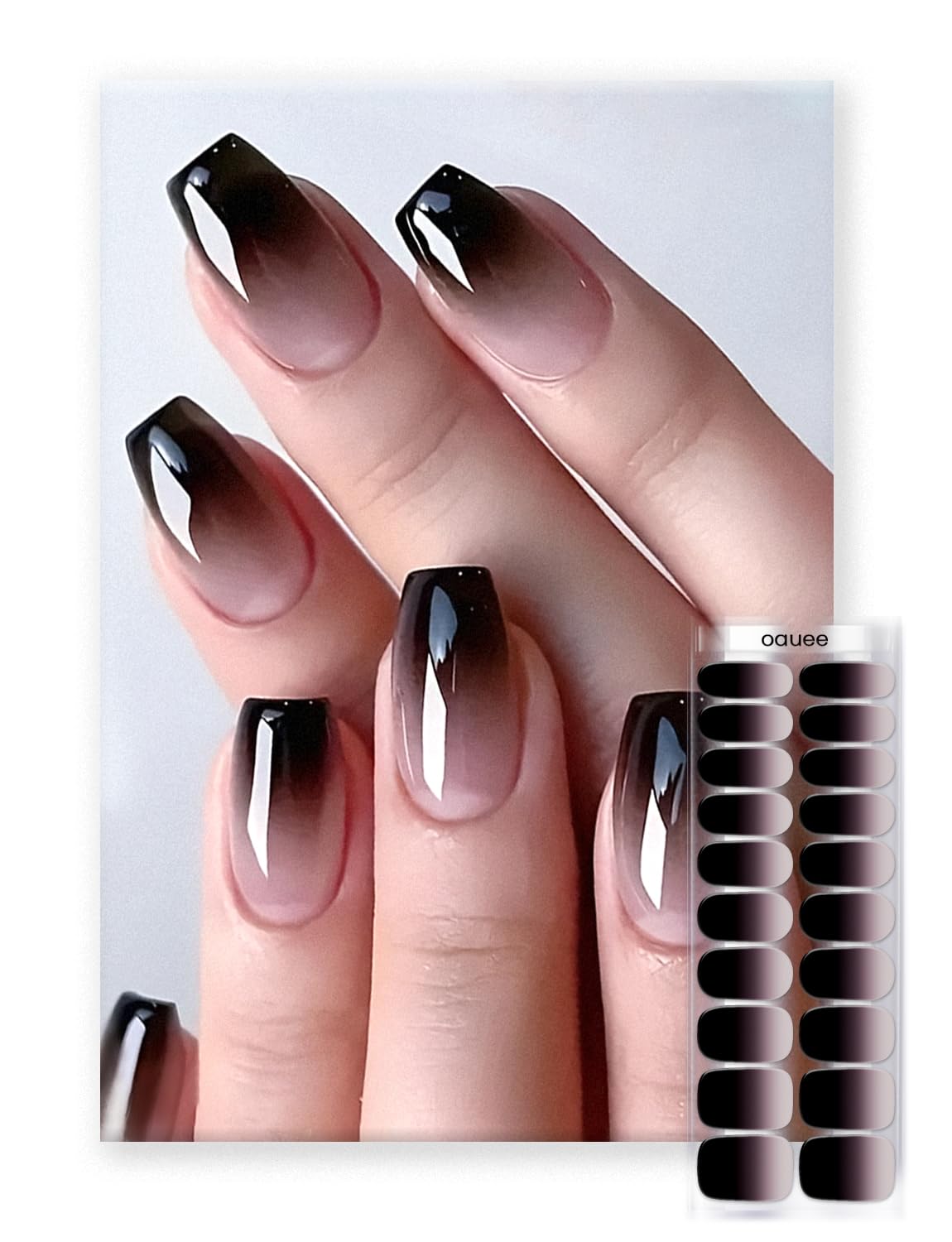 Oauee pegatinas para uñas degradado negro-rosado para un look moderno