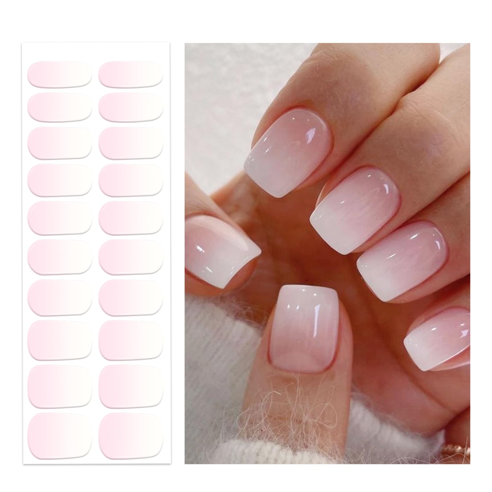 OAUEE tira de gel semicurada Rosa Ombre en la mano para uñas con acabado suave
