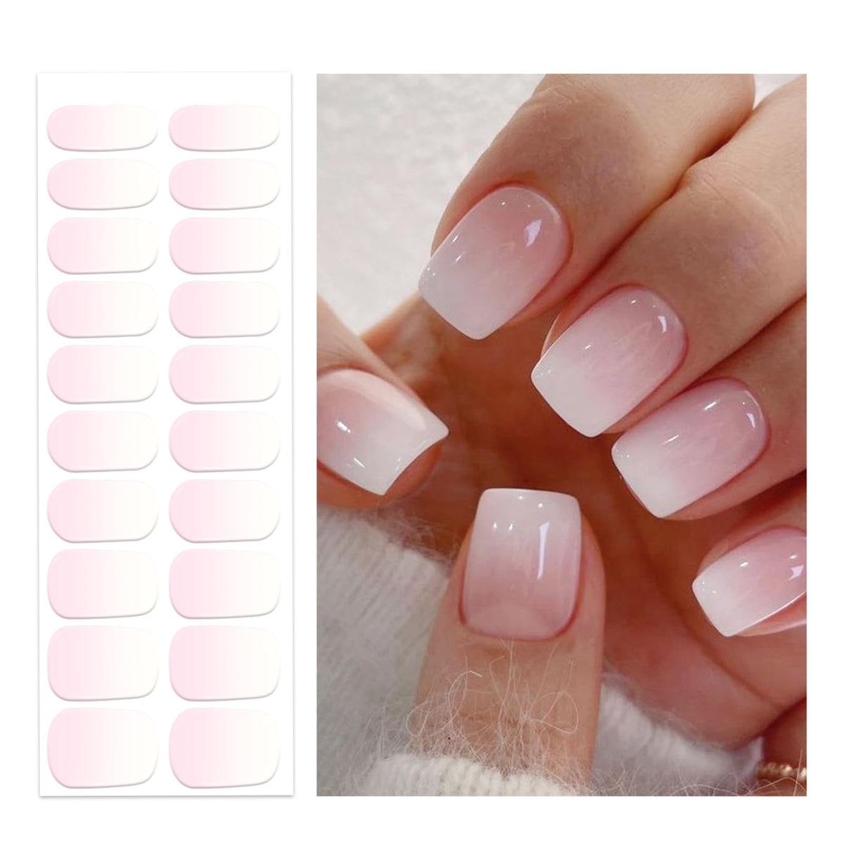 OAUEE tira de gel semicurada Rosa Ombre en la mano para uñas con acabado suave