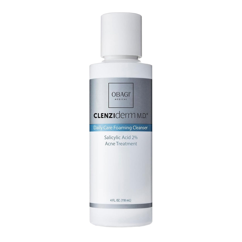 Obagi CLENZIderm M.D. daily care cleanser bottle for easy daily cleansing and pore prep.