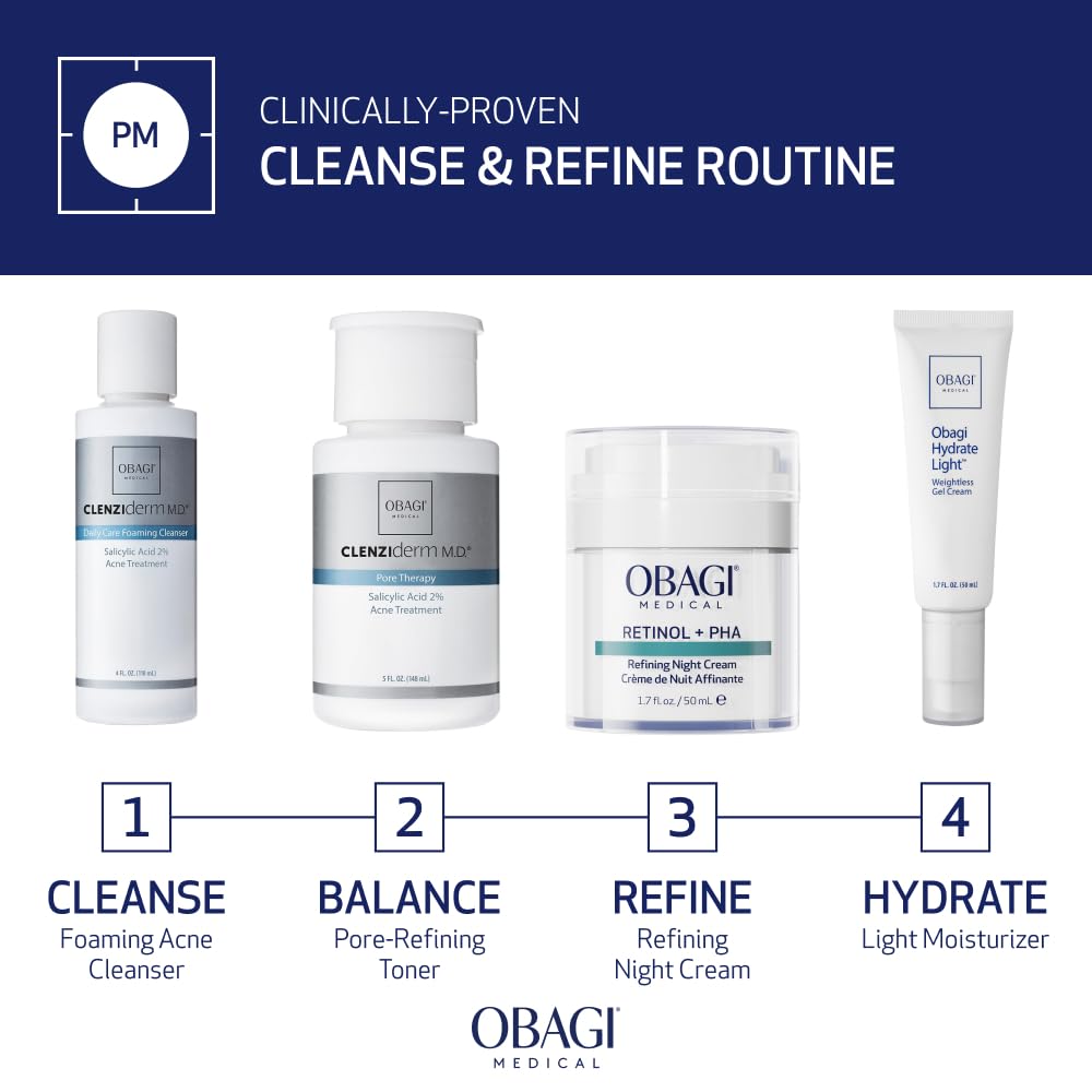 Clinical system imagery emphasizes CLENZIderm M.D. and its acne-focused approach.