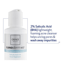 Obagi CLENZIderm M.D. foaming lather texture demonstrates refreshing cleanse and oil control.