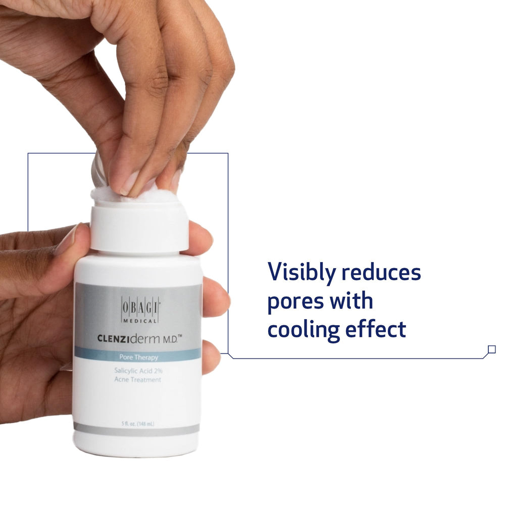 Obagi CLENZIderm M.D. Pore Therapy bottle and ingredients list.