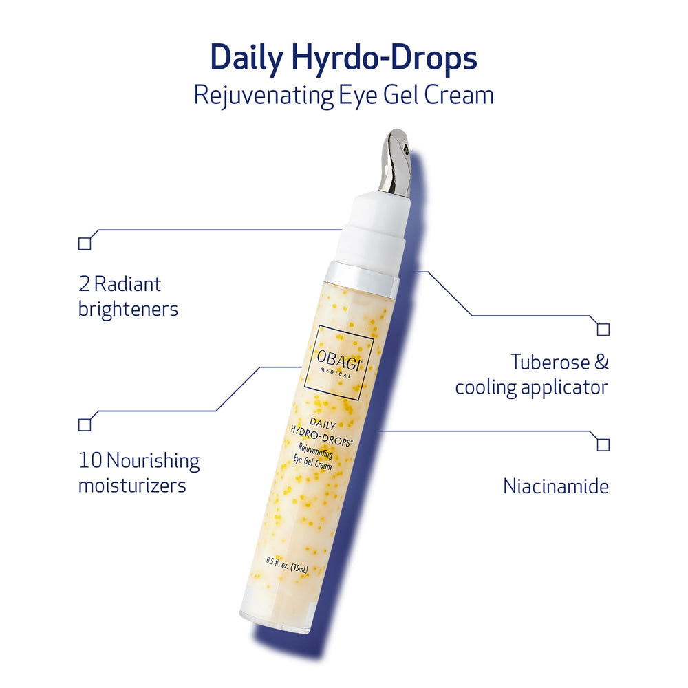 Under-eye area with dewy hydration from Obagi Daily Hydro-Drops Eye Gel (24-hour feel).