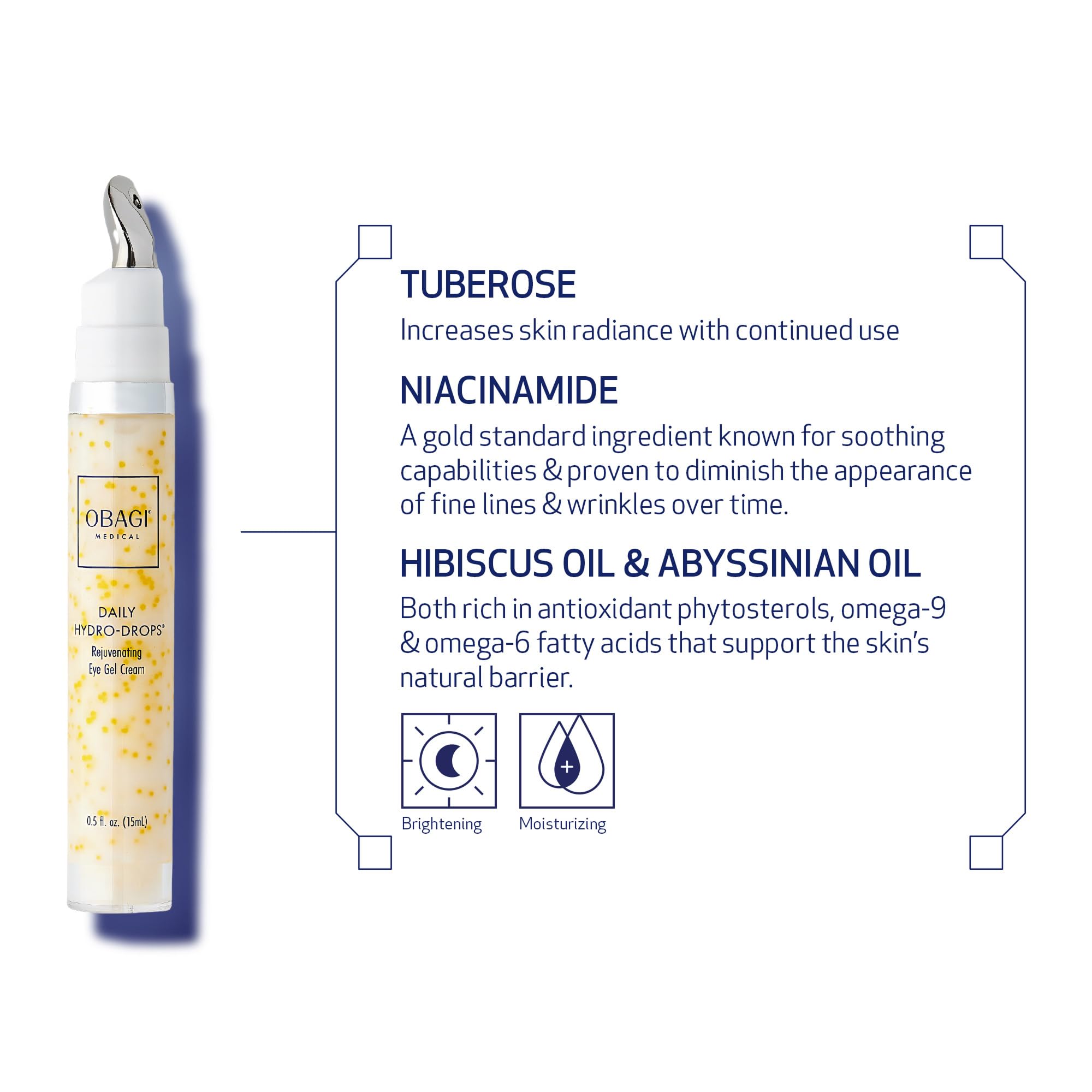 Softly illuminated under-eye area showing puffiness reduction with Obagi gel.