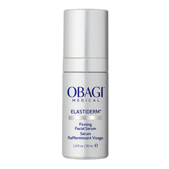 Obagi Elastiderm serum bottle front highlighting firming skincare benefits.