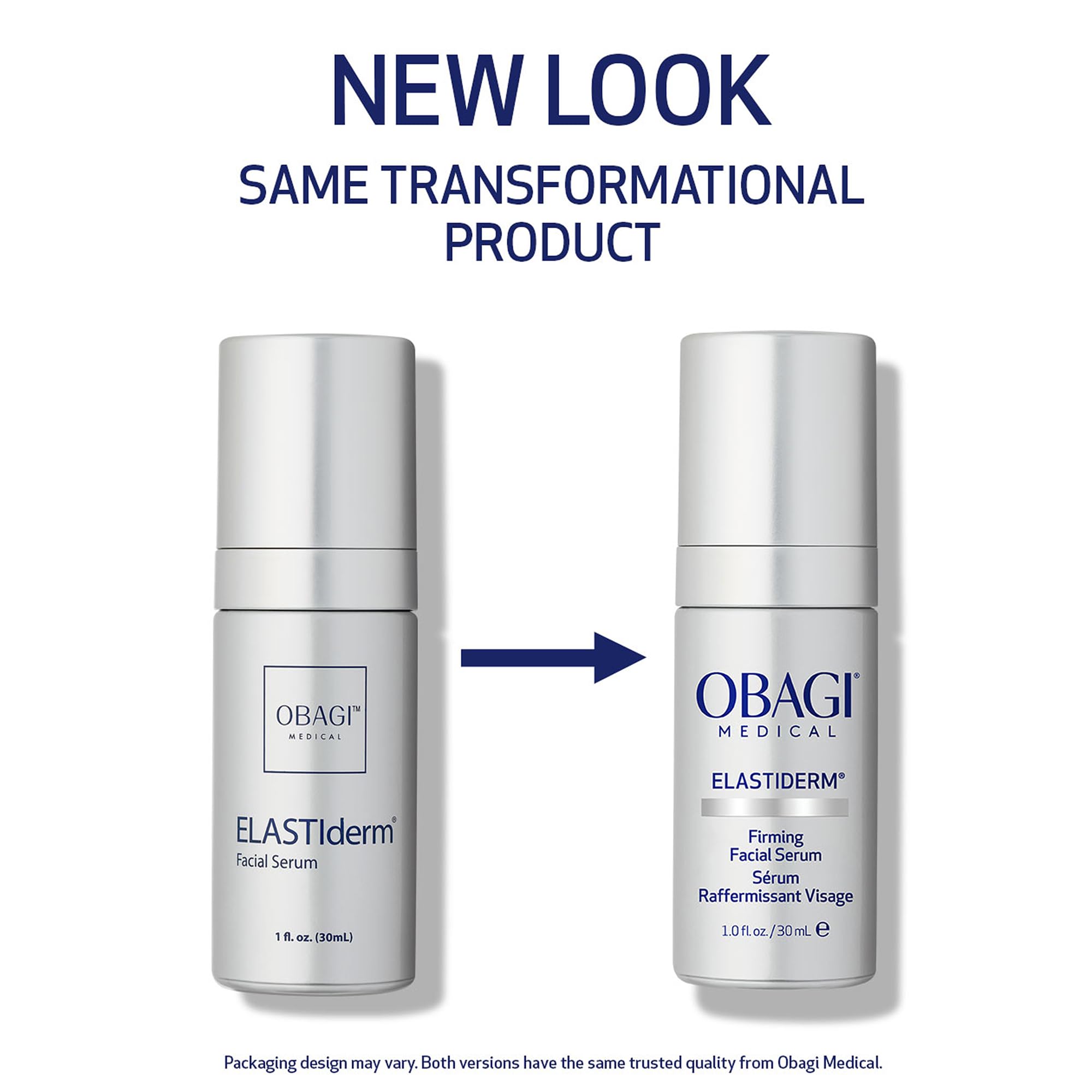 Obagi Elastiderm serum bottle side stressing premium design for daily use.