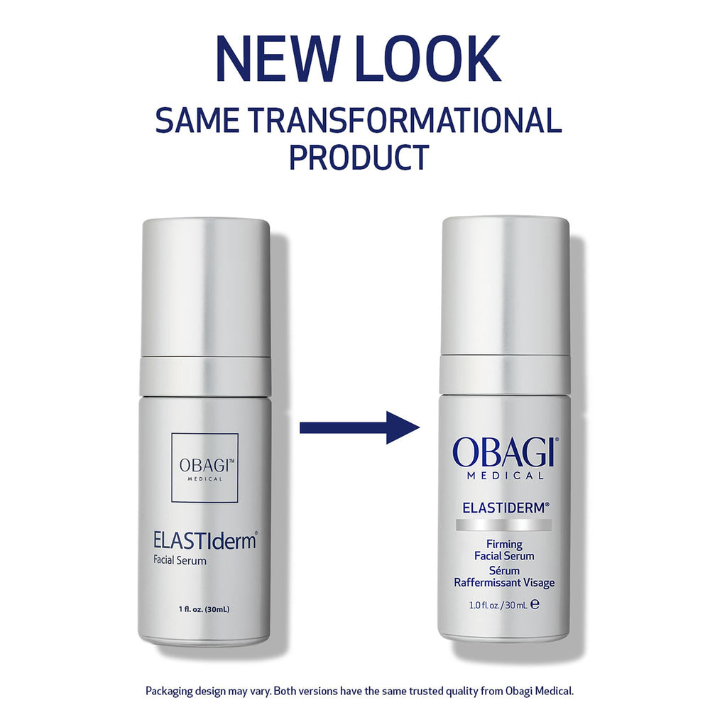 Obagi Elastiderm serum bottle side stressing premium design for daily use.
