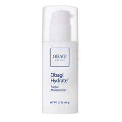 Obagi Hydrate bottle pump shows easy, long-lasting hydration for all skin types.