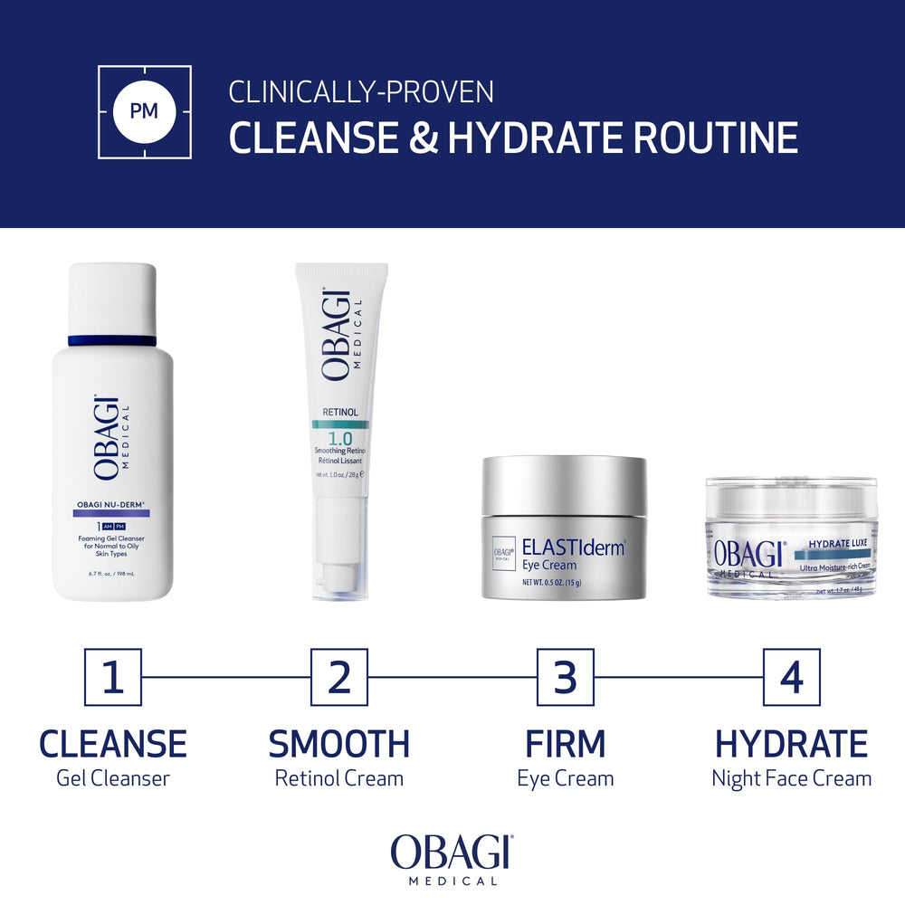Obagi Hydrate Luxe biometric peptides illustration highlights gentle skin nourishing potential.