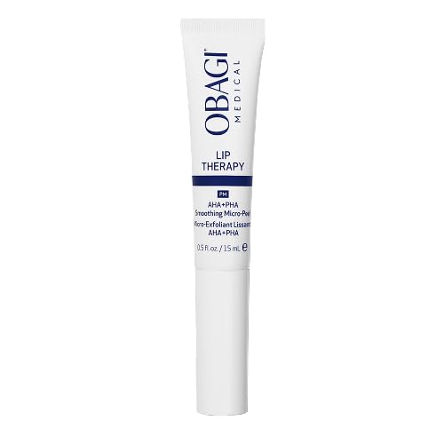 Obagi Lip Therapy micro-peel bottle demonstrates gentle lip resurfacing for smoother lips