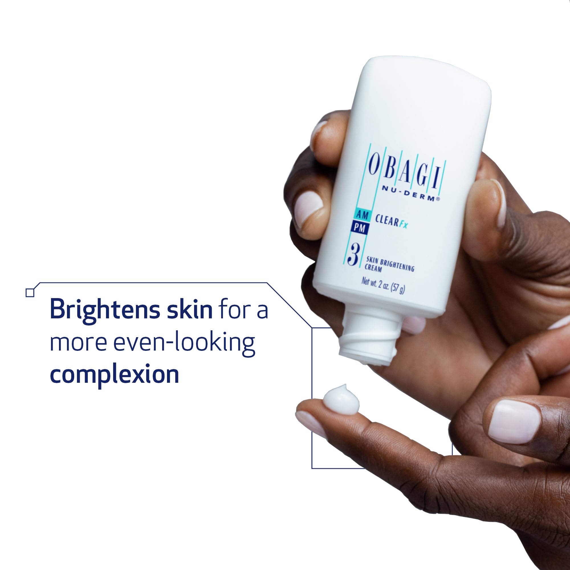 Obagi Nu-Derm Clear Fx cream jar closeup highlights arbutin-based brightening in action